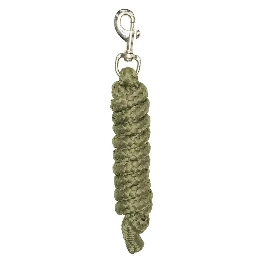 Olive green braided nylon lead rope keychain with a silver trigger hook from imperial riding lead collection