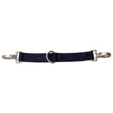 Black woven nylon imperial riding lunging girth bit strap with silver metal hardware and central d-ring