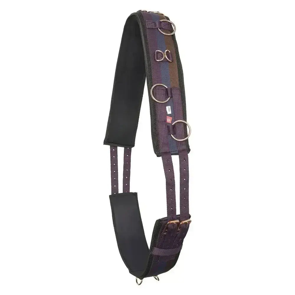 Black horse saddle pad with padded sections and metal rings for imperial riding lunging girth deluxe extra multi bordeaux