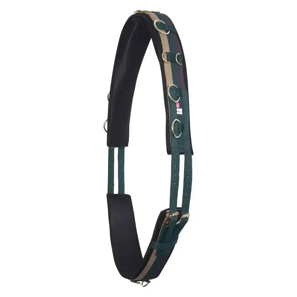 Imperial riding lunging girth deluxe extra in forest green with black tan saddle pad padded with metal d rings and reinforced stitching