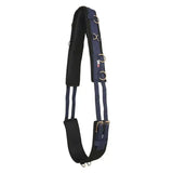 Navy blue and black lunging girth deluxe pad with silver metal rings and buckles by imperial riding lunging
