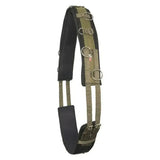 Olive green and black imperial riding lunging girth deluxe with reinforced metal d-rings and adjustable straps