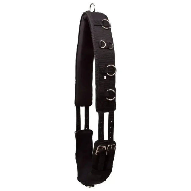 Black padded lunging girth nylon deluxe with silver rings and buckles from imperial riding lunging girth