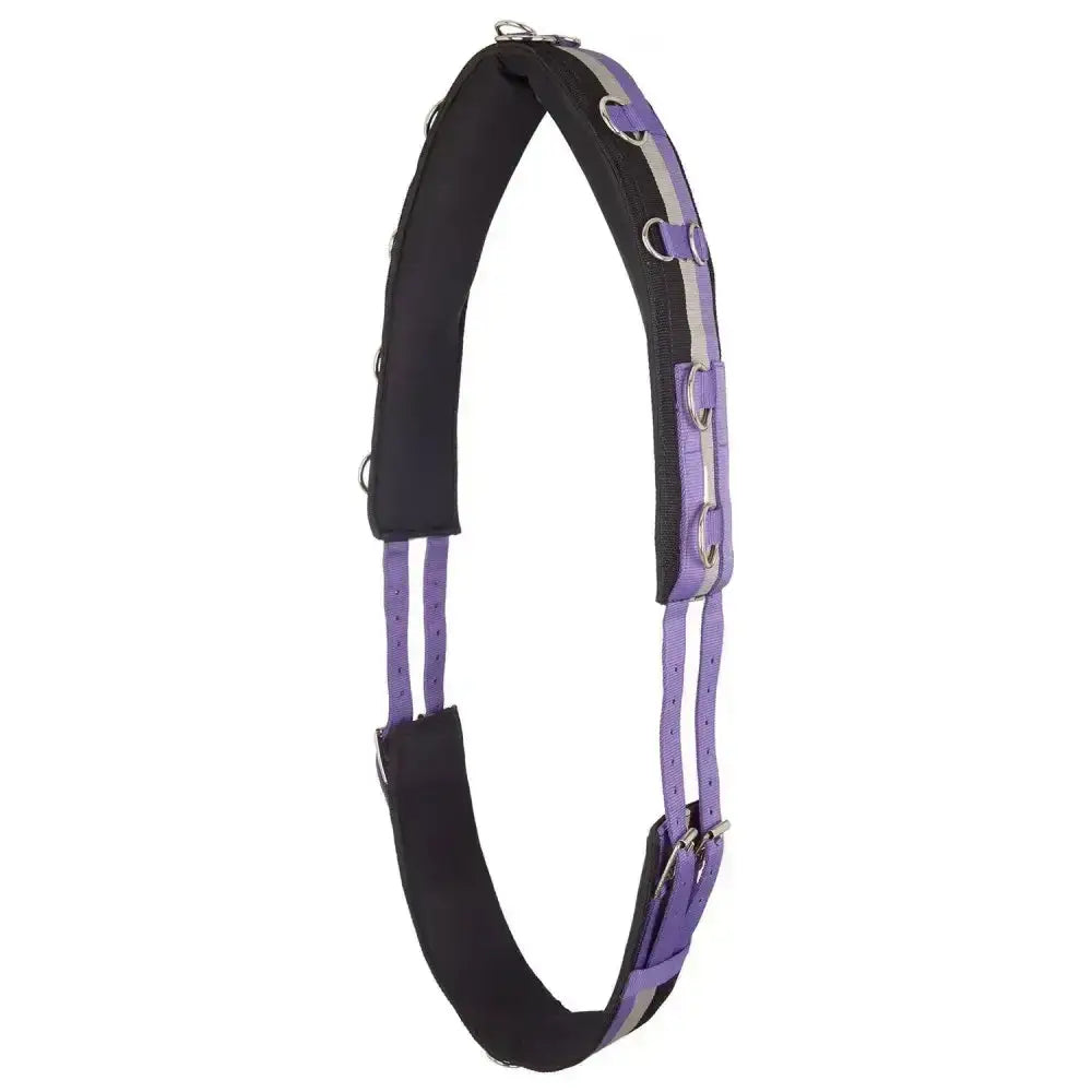 Purple and black padded lunging girth nylon deluxe royal purple by imperial riding with reflective stripes