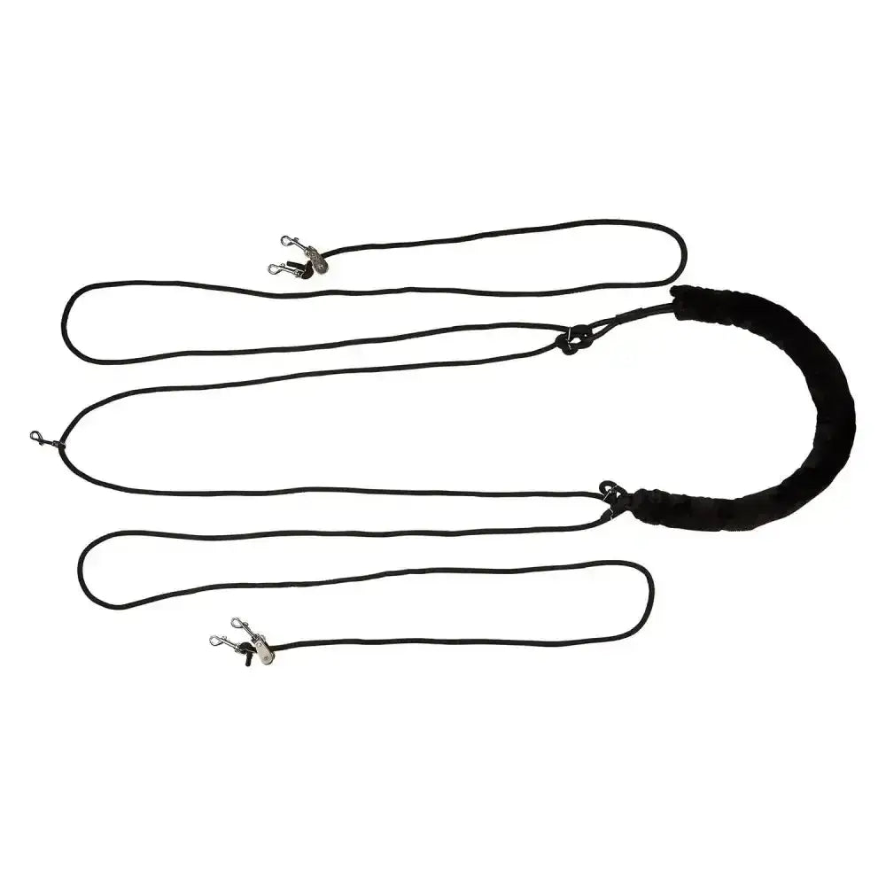Black fabric-handled imperial riding lunging training rein irh black with adjustable straps and metal clasps