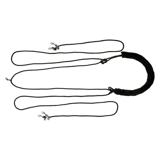 Black fabric-handled imperial riding lunging training rein irh black with adjustable straps and metal clasps