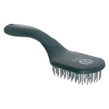 Dark green imperial riding mane and tail brush irhboomerang with silver metal bristles and horseshoe logo