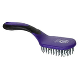 Imperial riding mane and tail brush irhboomerang with purple black ergonomic handle and metallic bristles