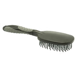 Dark gray plastic imperial riding mane comb irhgrippy with textured ergonomic grip handle and dense black bristles