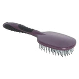 Purple plastic imperial riding mane comb irhgrippy with black ergonomic grip and silver metal bristles
