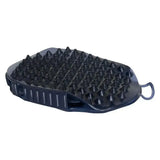 Black rubber imperial riding massage grooming brush with textured pointed bristles and integrated handle loop
