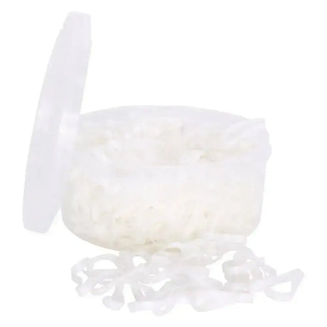 Imperial riding plaiting bands soft in a clear plastic container with white silicone plaiting bands extra inside