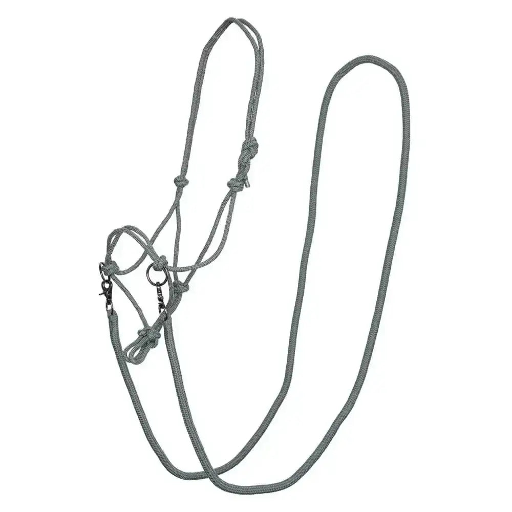 Gray braided imperial riding rope headcollar with metal hardware strong halter rope in sage green