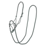 Gray braided imperial riding rope headcollar with metal hardware strong halter rope in sage green