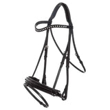 Black leather imperial riding snaffle bridle layla black chrystal with clear rhinestones on the browband