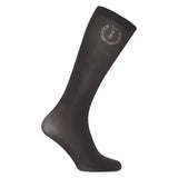 Black knee-high imperial sparkle dark olive riding sock with sparkling rhinestone emblem on upper calf