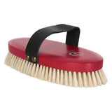 Imperial riding soft brush with natural bristles black leather handle and red horse brush for grooming