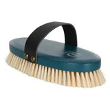 Imperial riding soft brush teal with natural bristles and black leather strap for gentle horse grooming