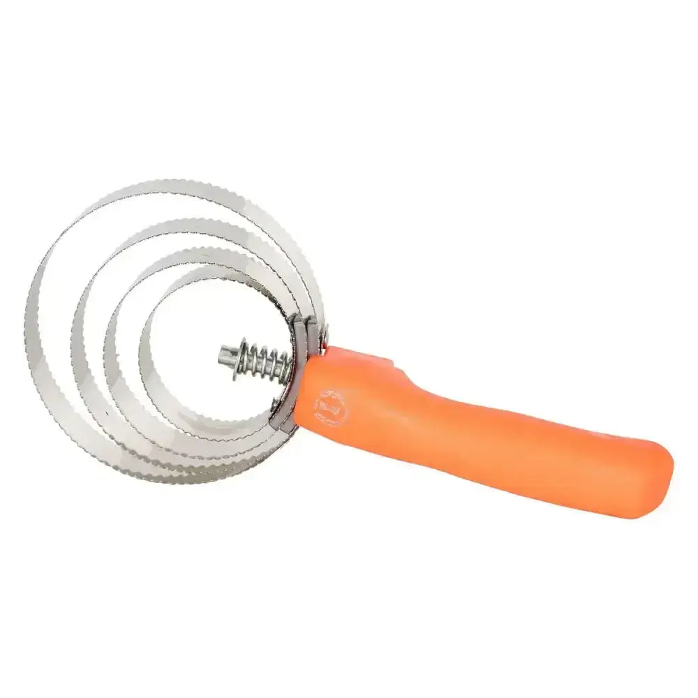 Imperial riding spring comb round with handle featuring orange handles and three metal rings with spring mechanism