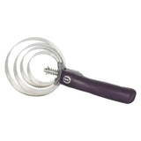 Imperial riding spring comb with purple handle and three serrated metal rings for grooming horse mane and tail