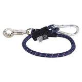 Dark blue and purple speckled imperial riding trailerline elastic 60 cm with silver panic hook carabiner clips