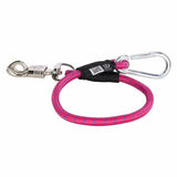Imperial riding trailerline elastic 60 cm pink and blue striped leash with silver panic hook and snap hook attachments