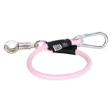 Pink silicone imperial riding trailerline elastic with silver panic hook carabiner and locking clip 60 cm