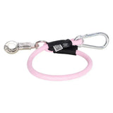 Pink silicone imperial riding trailerline elastic 60 cm with silver metal panic hook and locking clip keychain