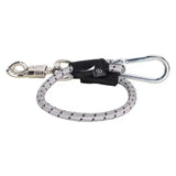 Imperial riding trailerline elastic 60 cm silver and black elastic leash with metal panic hook carabiner clips