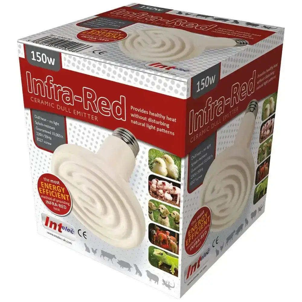 Intelec dull emitter 150w white ceramic infra-red heat bulb for pets and livestock providing gentle warmth