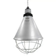 Silver conical industrial pendant lamp with wire cage guard for intelec lec250en eco infra-red heat lamp 2 pack