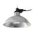 Industrial-style chrome-finished pendant light with black housing and chain for intelec trad infra-red shade reducer