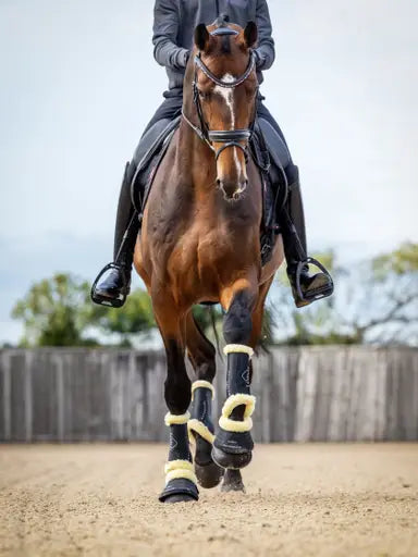 LeMieux Motionflex Dressage Boot with Fleece Edge Black/Natural Medium Black/Natural Brushing Boots