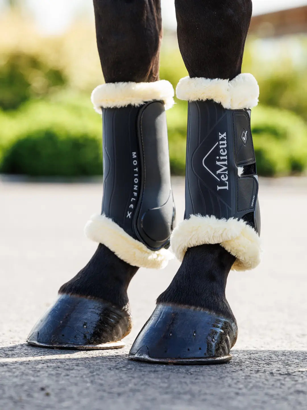 LeMieux Motionflex Dressage Boot with Fleece Edge Black/Natural Medium Black/Natural Brushing Boots