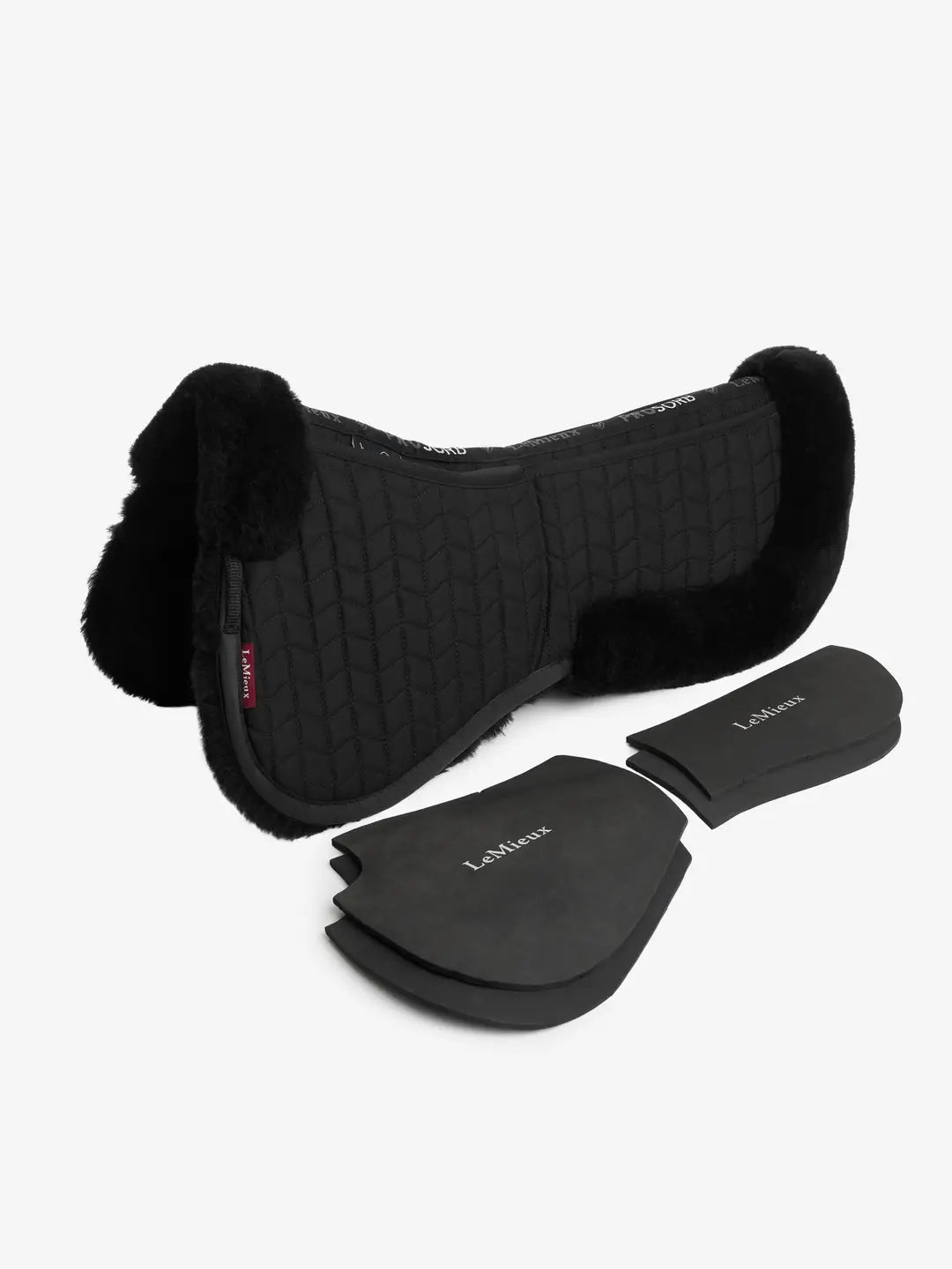 LeMieux Merino+ ProSorb 2 Pocket Half Pad Black/Black Medium Black/Black Corrective Saddle Pads