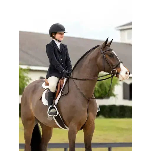LeMieux Flat Hunter Bridle with Laced Reins Havana/Silver Havana/Silver Pony Cavesson Bridle