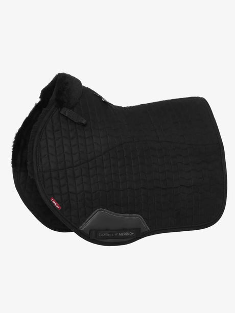 LeMieux Merino+ Half Lined Suede EuroJump Square Black/Black Medium Black/Black Saddle Pads