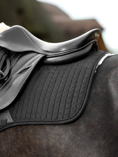LeMieux Merino+ Half Lined Suede EuroJump Square Black/Natural Medium Black/Natural Saddle Pads