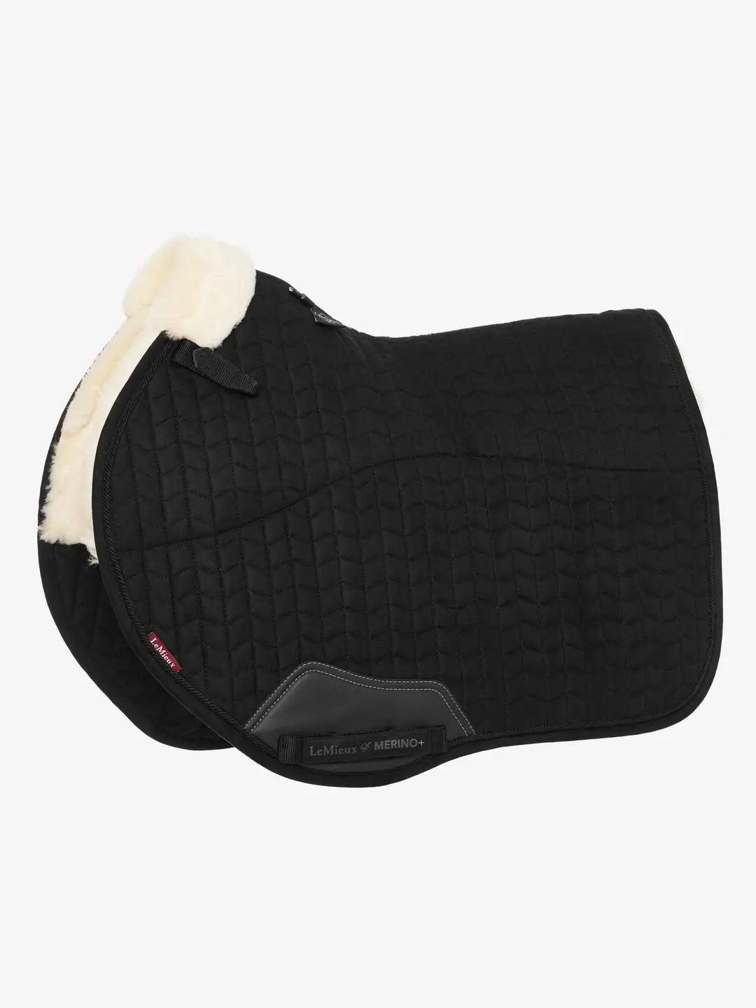 LeMieux Merino+ Half Lined Suede EuroJump Square Black/Natural Medium Black/Natural Saddle Pads
