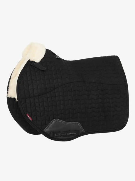 LeMieux Merino+ Half Lined Suede EuroJump Square Black/Natural Medium Black/Natural Saddle Pads
