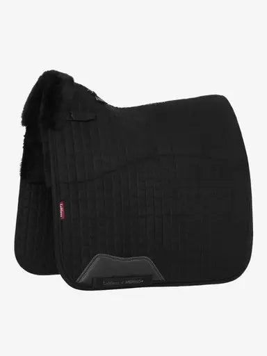 LeMieux Merino+ Half Lined Suede Dressage Square Black/Black Medium Black/Black Dressage Saddle Pads