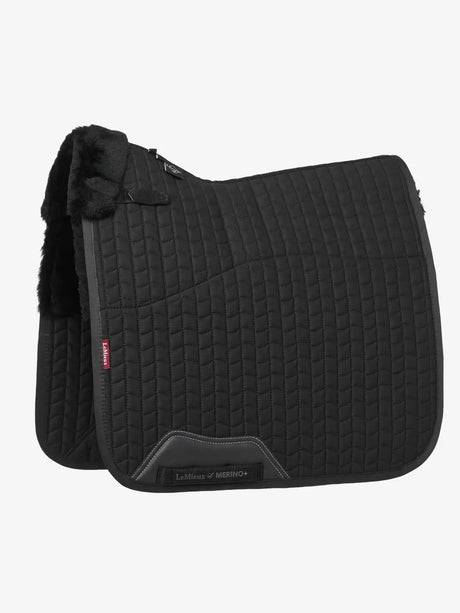 LeMieux Merino+ Half Lined Dressage Square Black/Black Medium Black/Black Dressage Saddle Pads