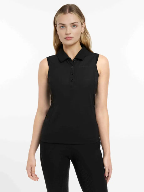 Lemieux Marissa Sleeveless Polo Black Black UK 6 Polo Shirts