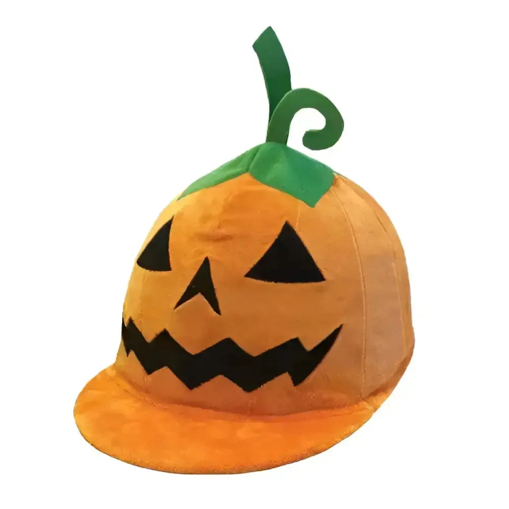 Jacko Pumpkin Novelty Hat Silk Equetech Hat Covers Novelty Riding Hat Covers