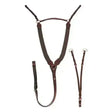 Brown leather jhl v check breastplate with supple pre-oiled leather adjustable martingale attachments and elasticated shoulder straps