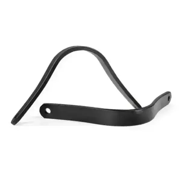 Black metal handle with a curved ergonomic design and smooth finish for john whitaker interchangeable gullet bar easy access panel
