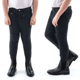 John Whitaker Miami Kids Breeches With Full Silicone Seat - B142K 5-6 Years Black Riding Breeches Barnstaple Equestrian Supplies