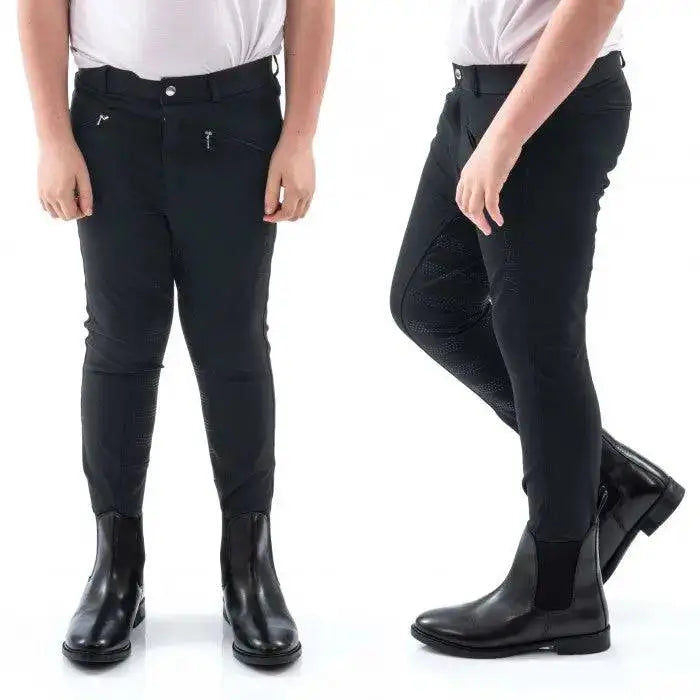 John Whitaker Miami Kids Breeches With Full Silicone Seat - B142K 5-6 Years Black Breeches