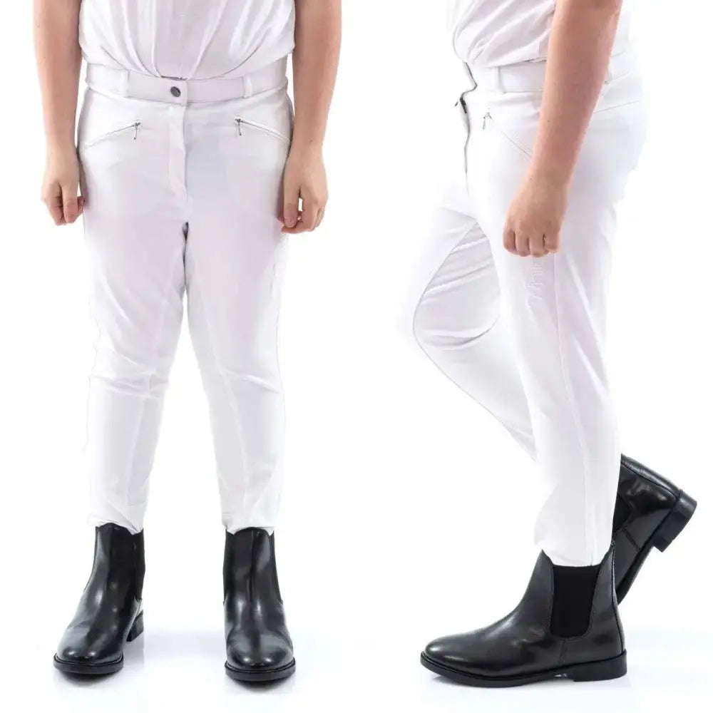 John Whitaker Miami Kids Breeches With Full Silicone Seat - B142K 5-6 Years White Breeches