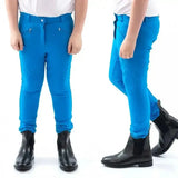 John Whitaker Miami Kids Breeches With Full Silicone Seat - B142K 7-8 Years Blue Breeches